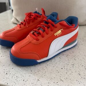Puma Kids' Roma Orange and Blue Sneakers